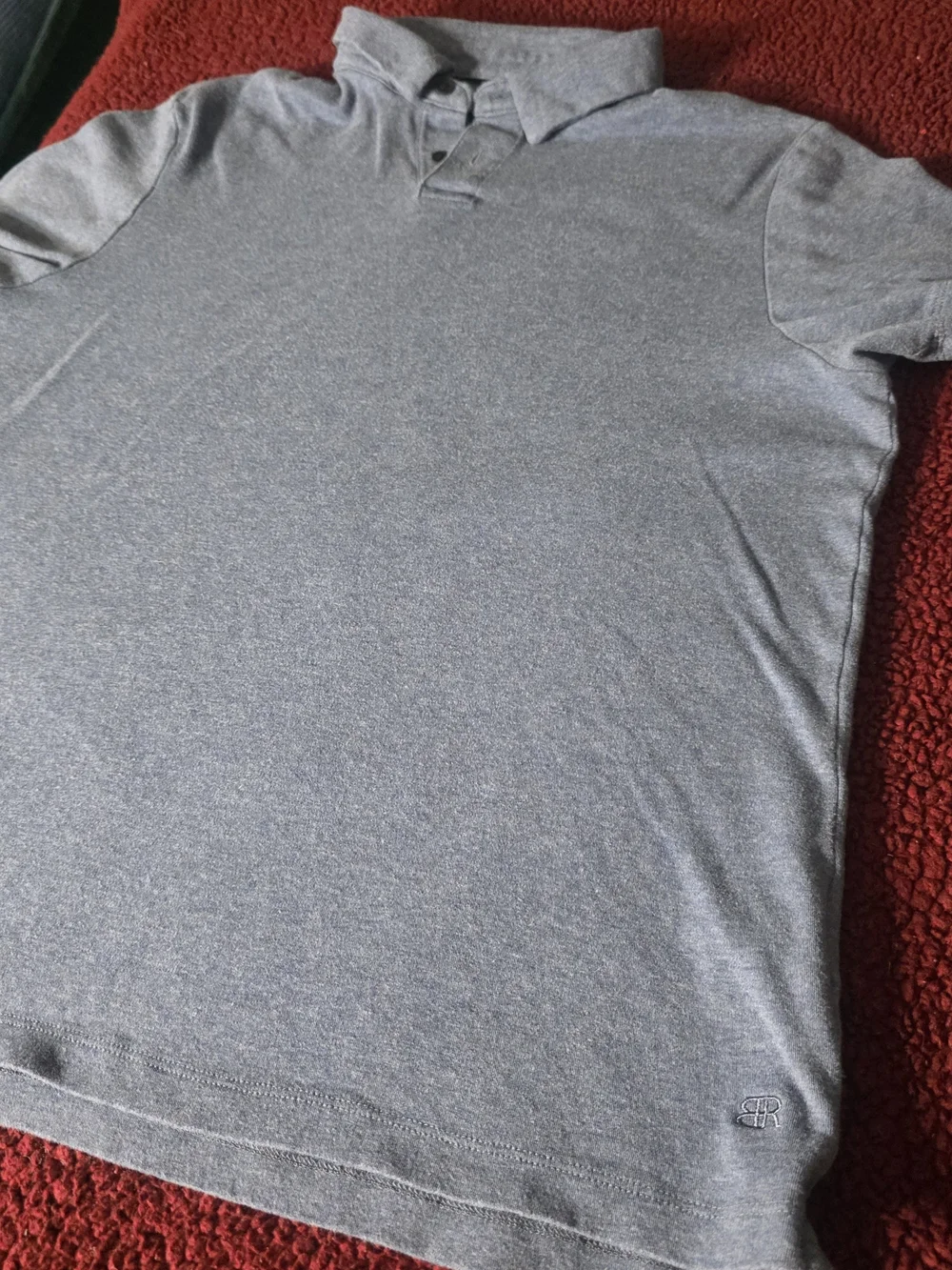 Banana Republic Men's Size L Heathered Blue Luxury Touch Short Sleeve Polo Shirt